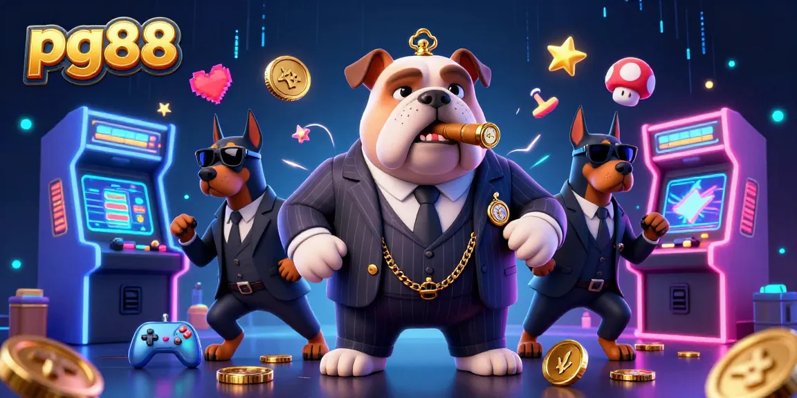 Engage in thrilling gameplay at pg88 with a mafia boss bulldog in a lively casino scene.