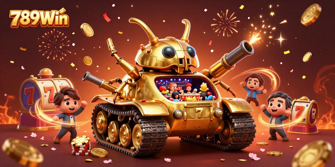 Experience excitement at 789Win with a vibrant 3D casino scene featuring a unique beetle tank and dynamic game elements.