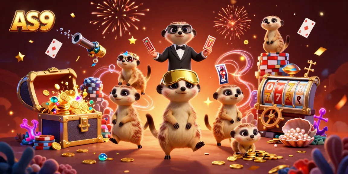 Experience the excitement of AS 9 with meerkats managing a vibrant casino, complete with prizes and lively elements.