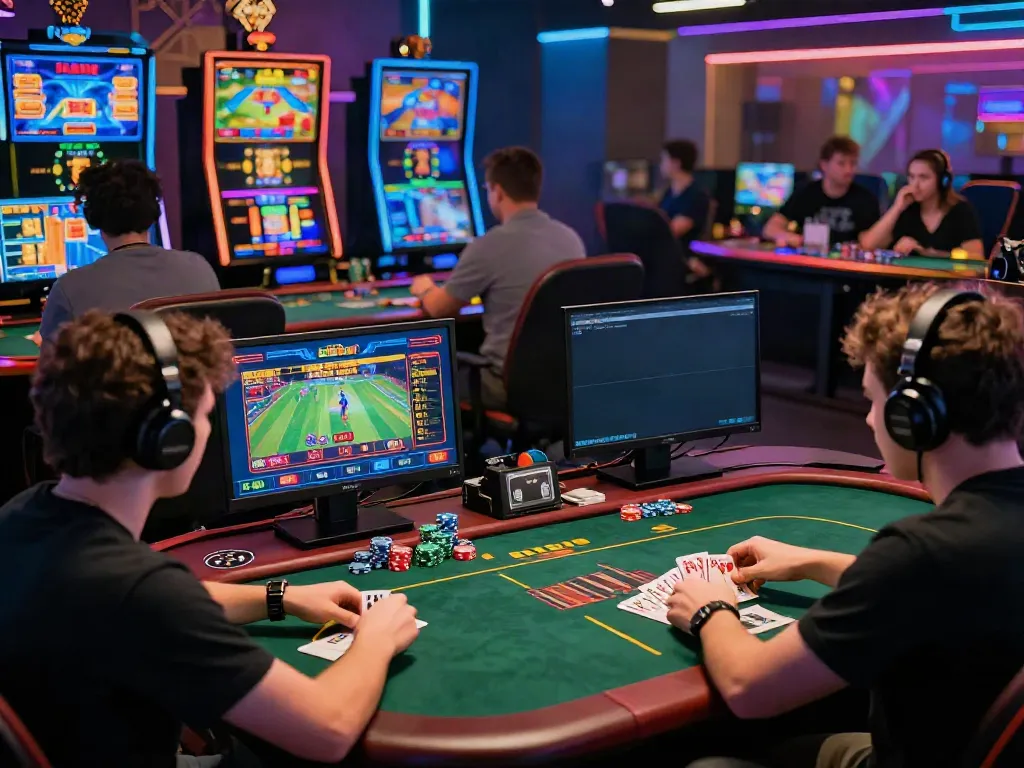 Engaging nbet online gaming environment with diverse players enjoying various betting games.