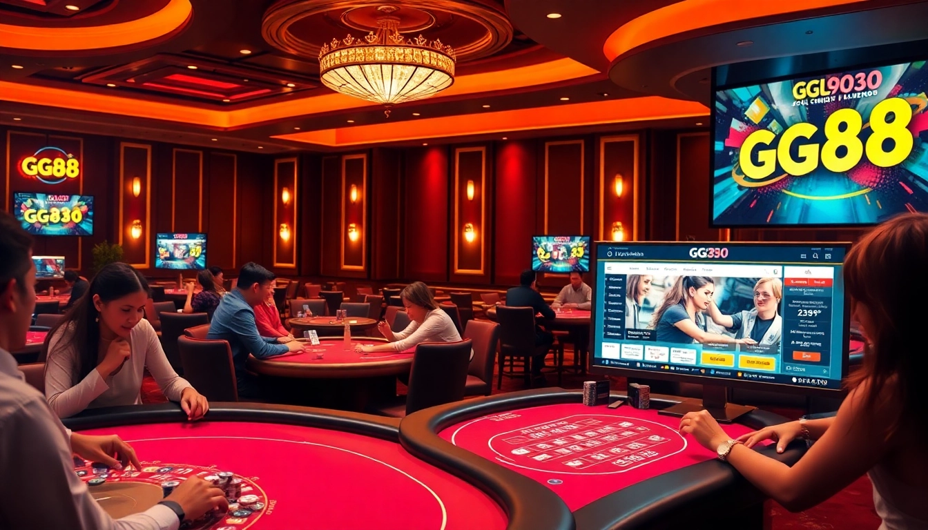 Experience the excitement at trang chủ gg88 with players enjoying diverse casino games in a luxurious setting.