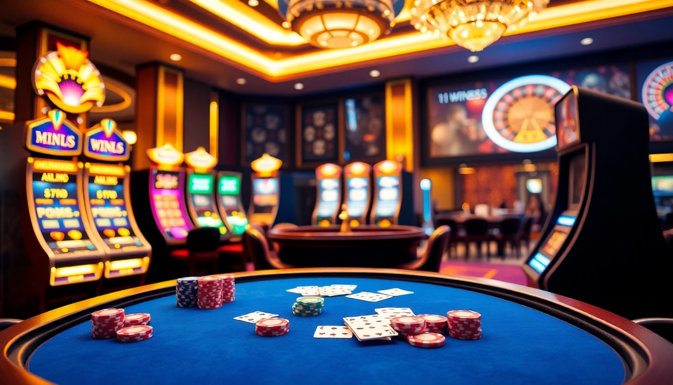 Players are engaging with poker chips at the 11WIN55 casino, capturing the thrill of the card game.