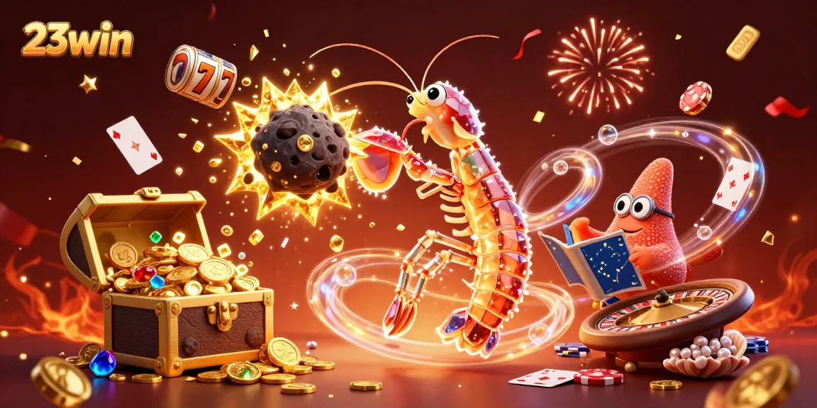 Experience the excitement of 23win with a galaxy-themed casino adventure featuring a galactic samurai mantis shrimp.