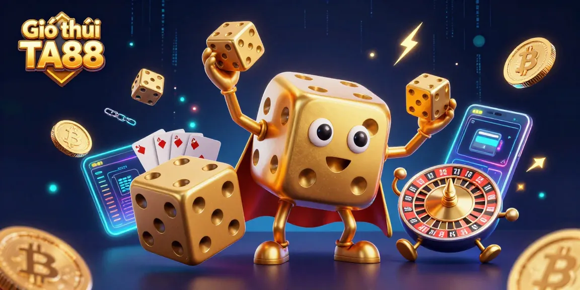Engage with Giới thiệu TA88 showcasing a vibrant 3D casino scene rich in gaming elements.
