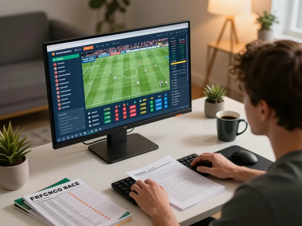 Engaging in online sports betting today while reviewing kèo nhà cái hôm nay on a computer screen.