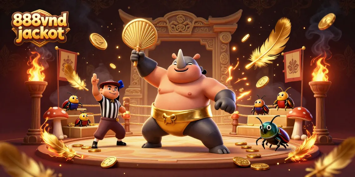 Witness the thrilling 888vnd jackpot with golden coins flying around in a vibrant casino scene.