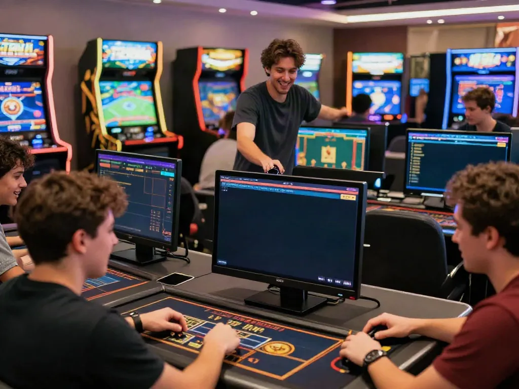 Players enjoying engaging games at https://man88.hair/ virtual casino with vibrant lighting and user-friendly interface.