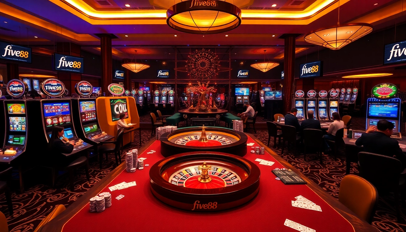 Experience the thrill of winning at five88 casino with vibrant tables, slot machines, and roulette.