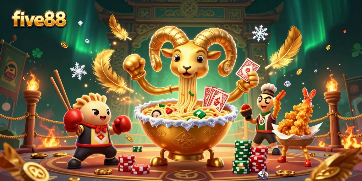 Engage in exciting gameplay with five88, featuring a colorful 3D scene of casino characters and elements.