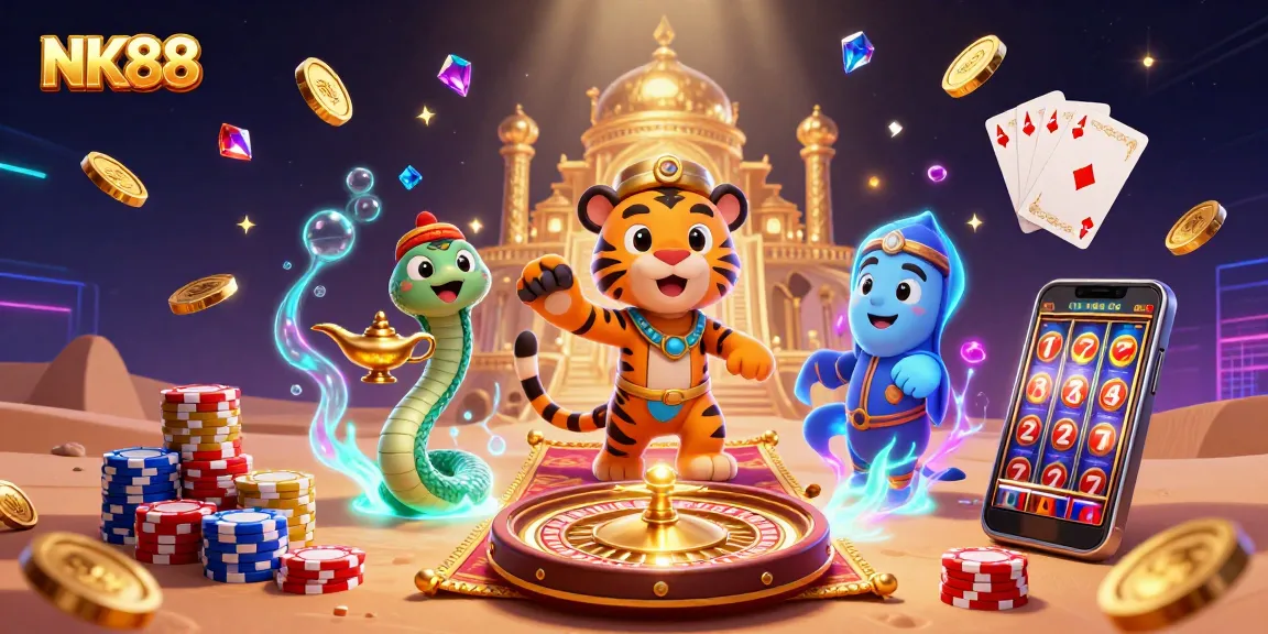 Navigating thrilling games on NK88, a vibrant casino experience with winning slots and immersive jackpots.