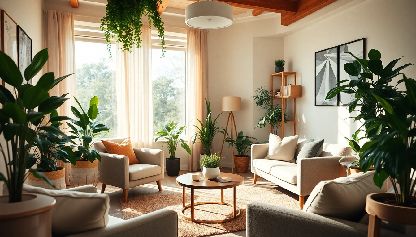 Therapist's office designed for managing stress and anxiety featuring calming decor.