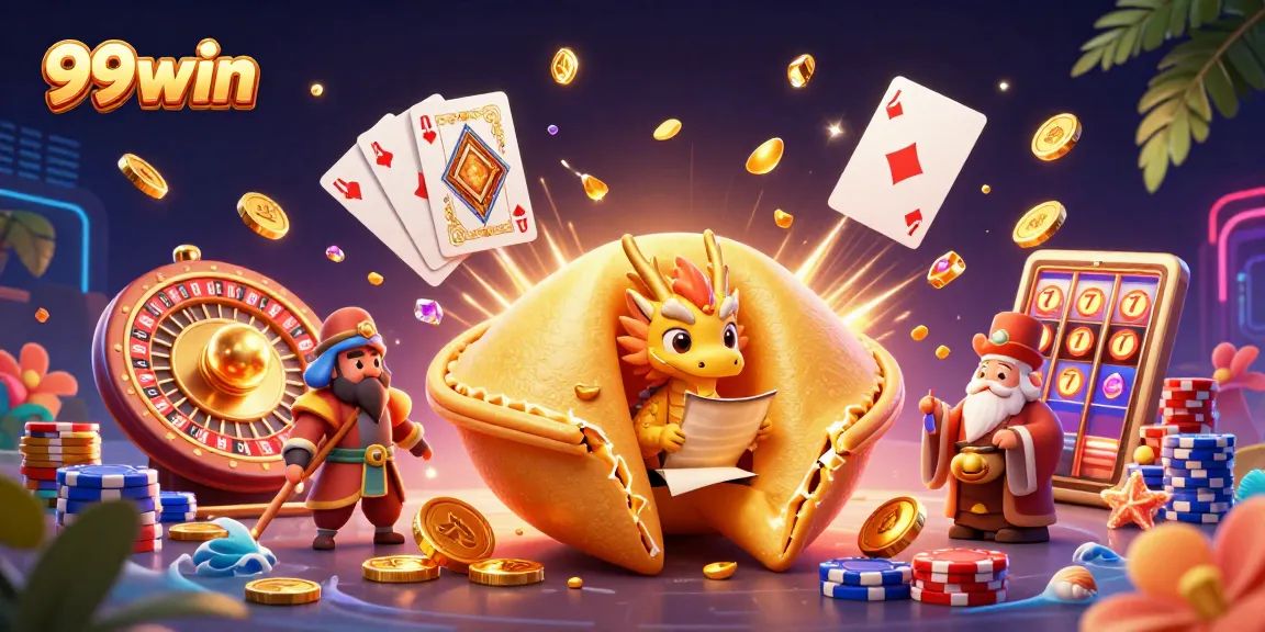 Win big with 99win as a wise dragon guards golden treasures in this vibrant casino scene.