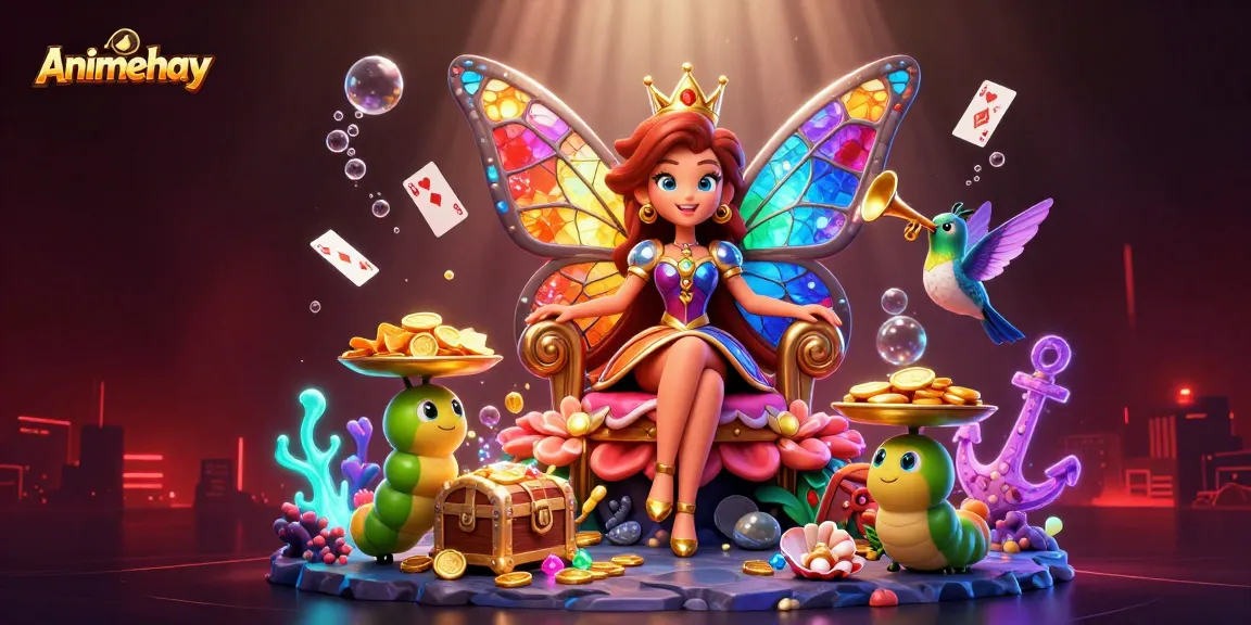 Catch Animehay's vibrant gaming experience with the butterfly queen's golden chips and treasures!