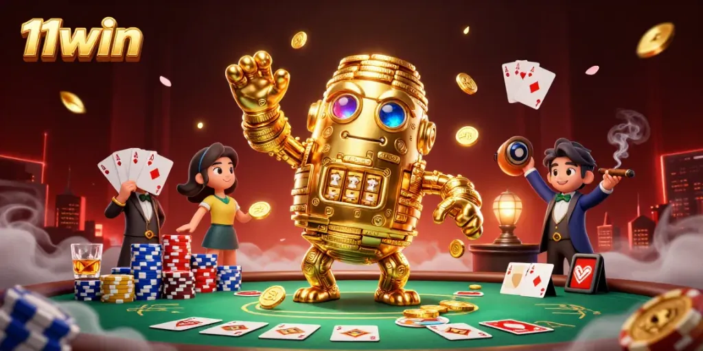 Experience thrilling gameplay with 11win, featuring dynamic golden golem and poker elements.