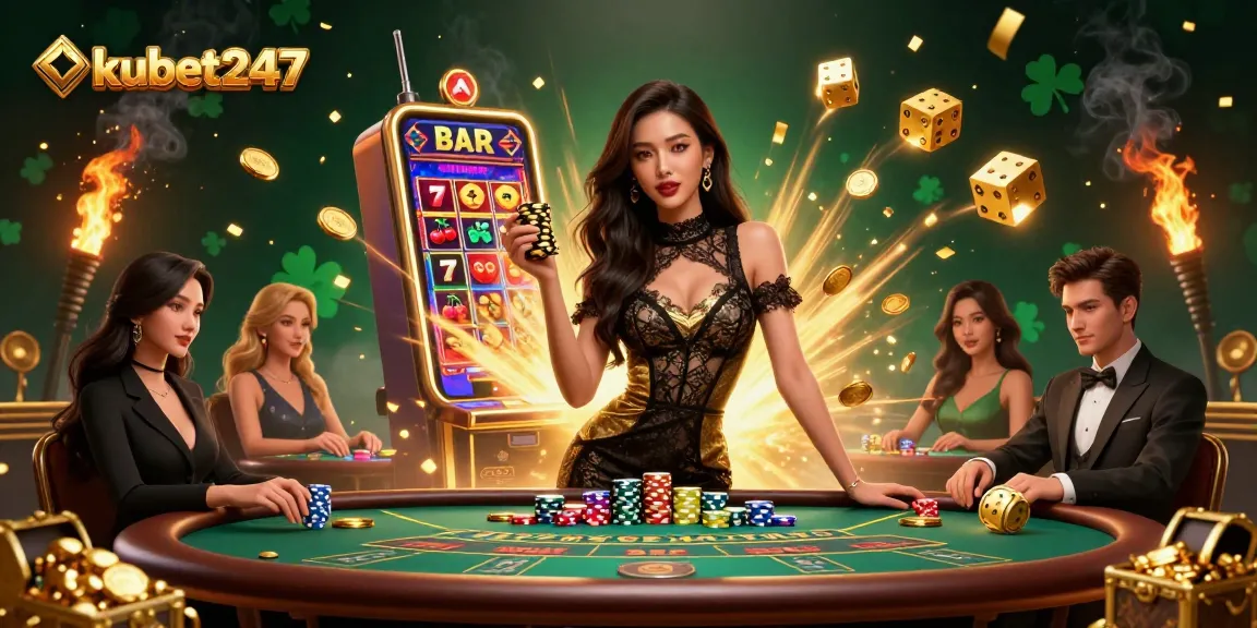 Experience thrilling wins at kubet247 with a glamorous scene featuring high-value casino chips and vivid gaming elements.