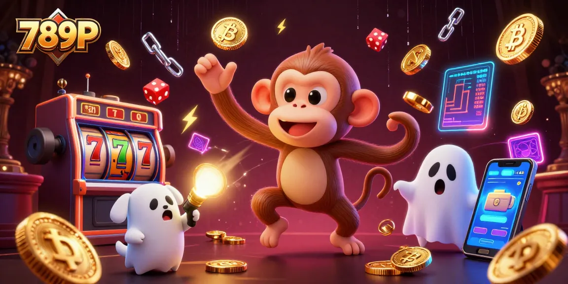 Experience thrilling rewards at 789P with a vibrant illustration showcasing slot games and crypto excitement.