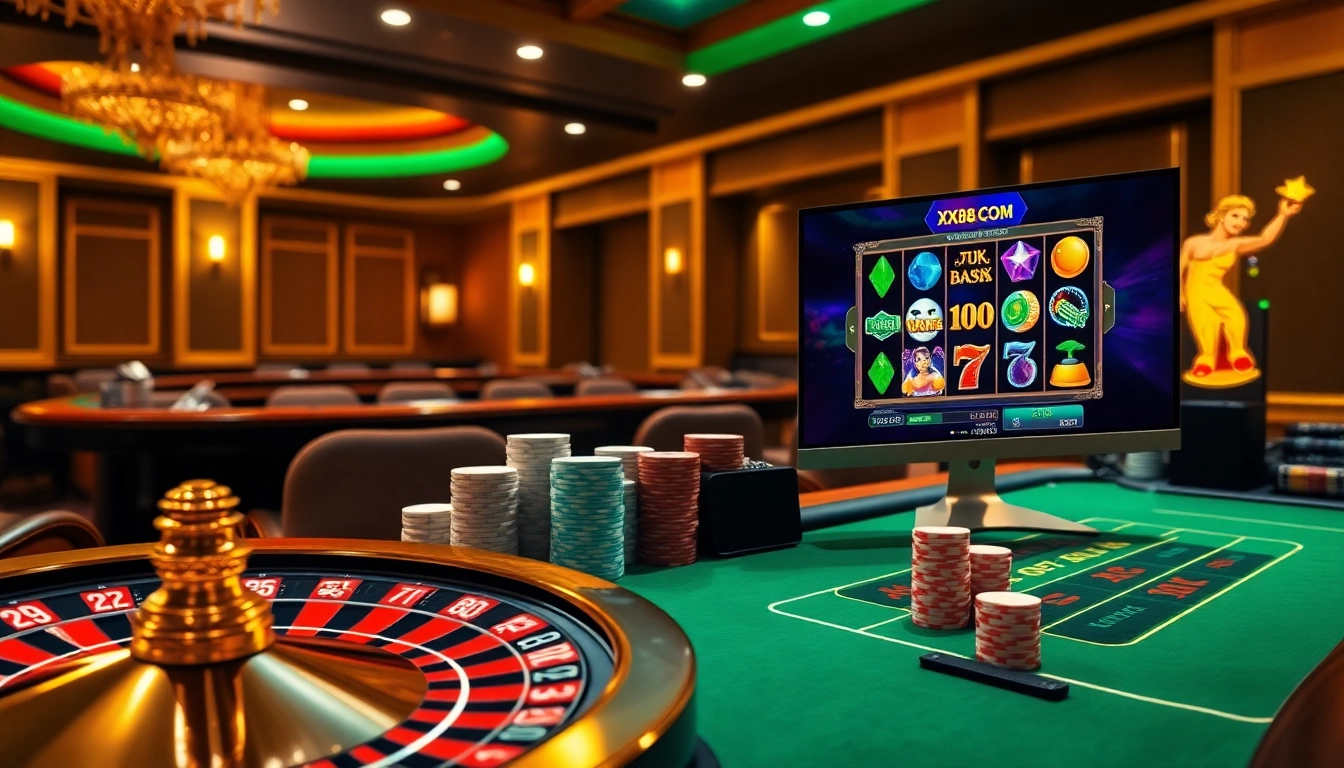 Experience the thrill of winning at XX88 COM with vibrant casino elements and interactive gaming.