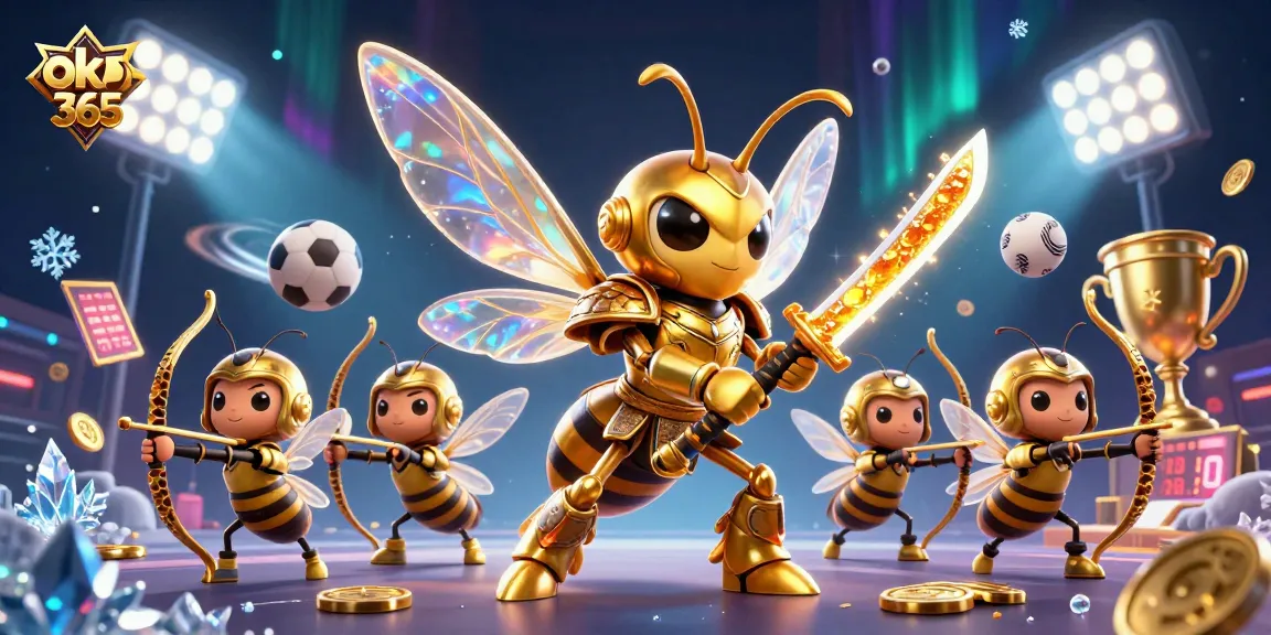 Engage in exciting gameplay at ok365 featuring a golden hornet warrior in action.