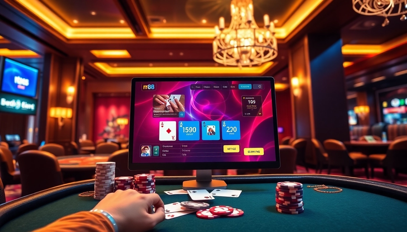 Engaging rr88 đăng nhập interface displayed on an elegant online casino platform.