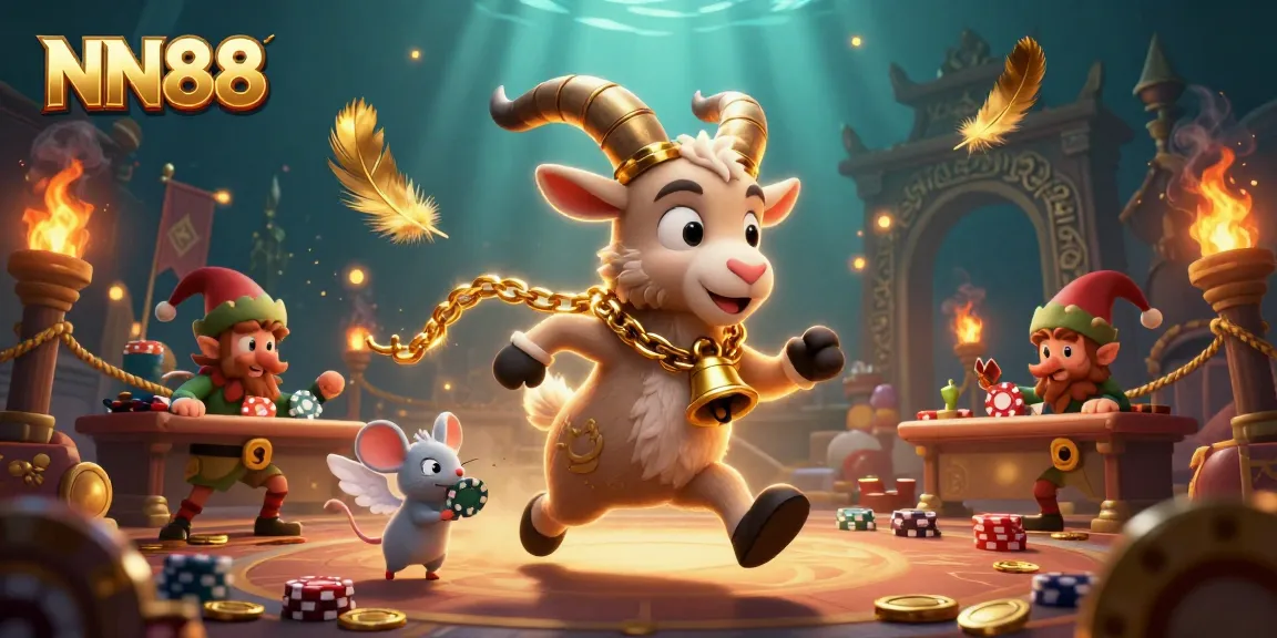 Engage in thrilling gameplay at NN88 Casino with cartoon characters amidst vibrant game elements.