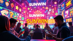 SUNWIN gaming platform showcasing vibrant online casino and sports betting experiences with dynamic graphics.