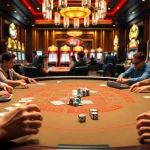 Experience the thrill of red88.hot with players at a baccarat table immersed in casino excitement.