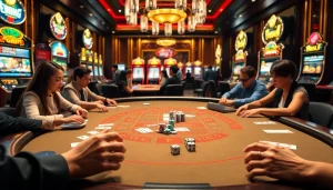 Experience the thrill of red88.hot with players at a baccarat table immersed in casino excitement.