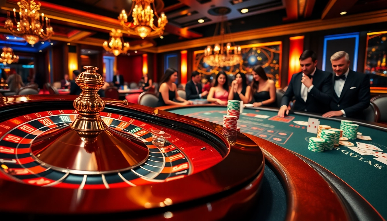 Experience excitement at https://mm88.report/ with a luxurious casino scene showcasing poker chips and a roulette wheel.