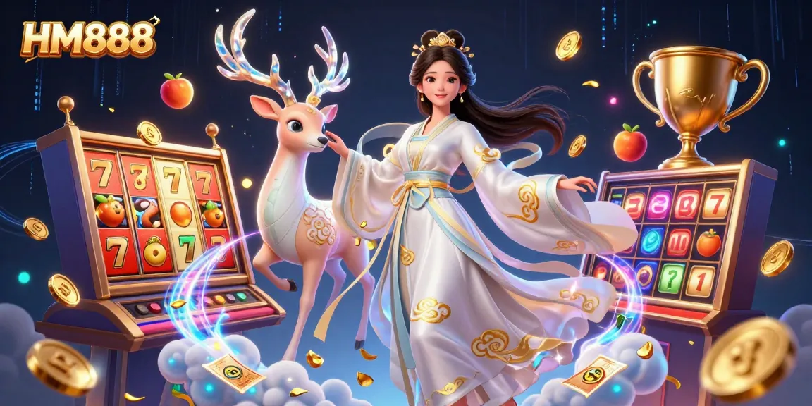 Engaging activity at HM888 casino with vibrant slot elements and captivating characters.