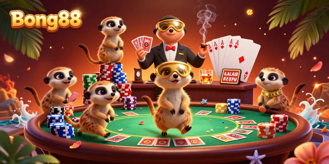Experience thrilling gameplay at Bong88 with a lively meerkat casino scene.